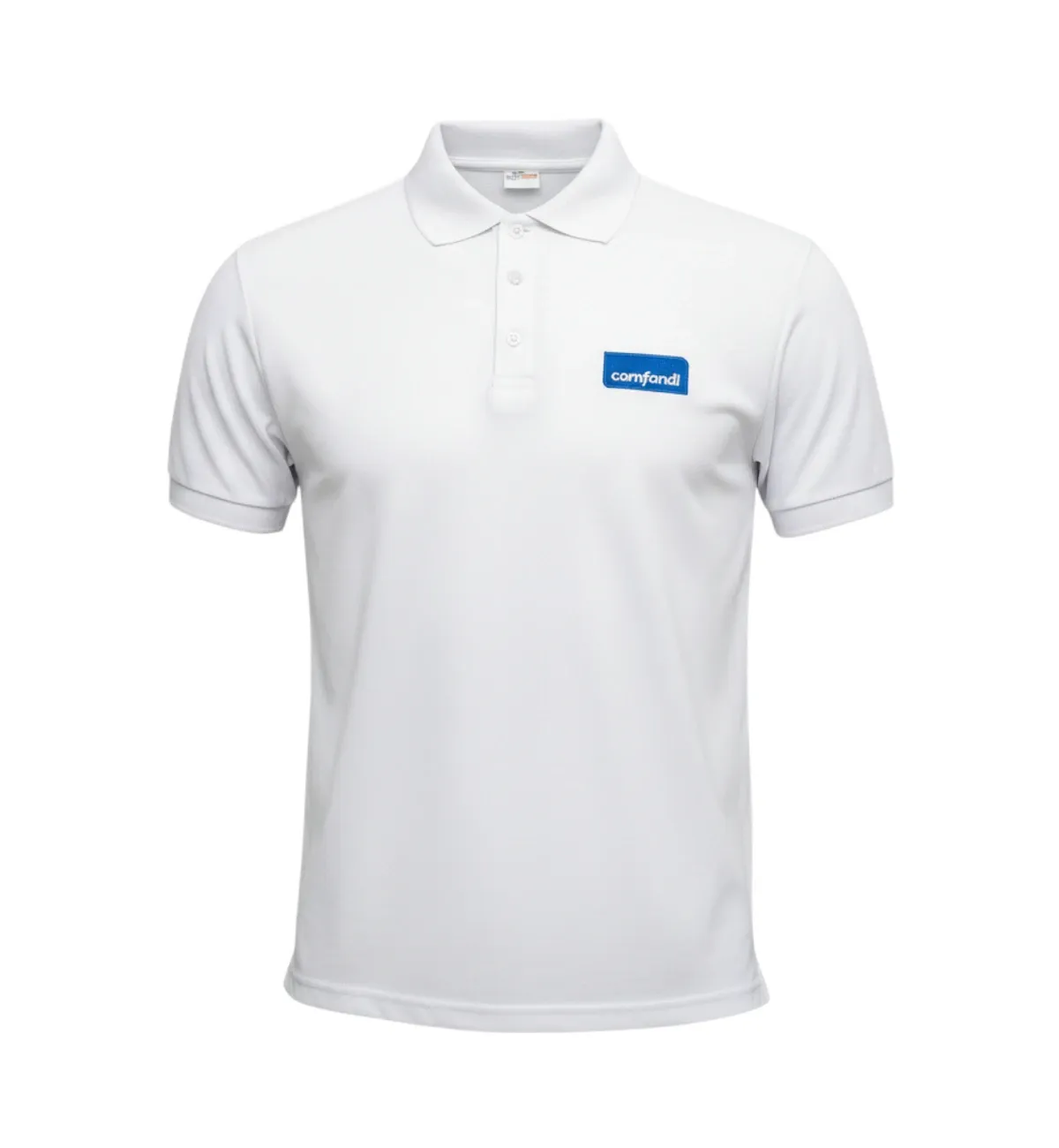 Polo blanco Comfandi